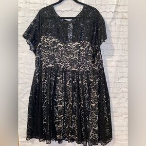 Torrid Black Lace Overlay Dress with Nude Lining